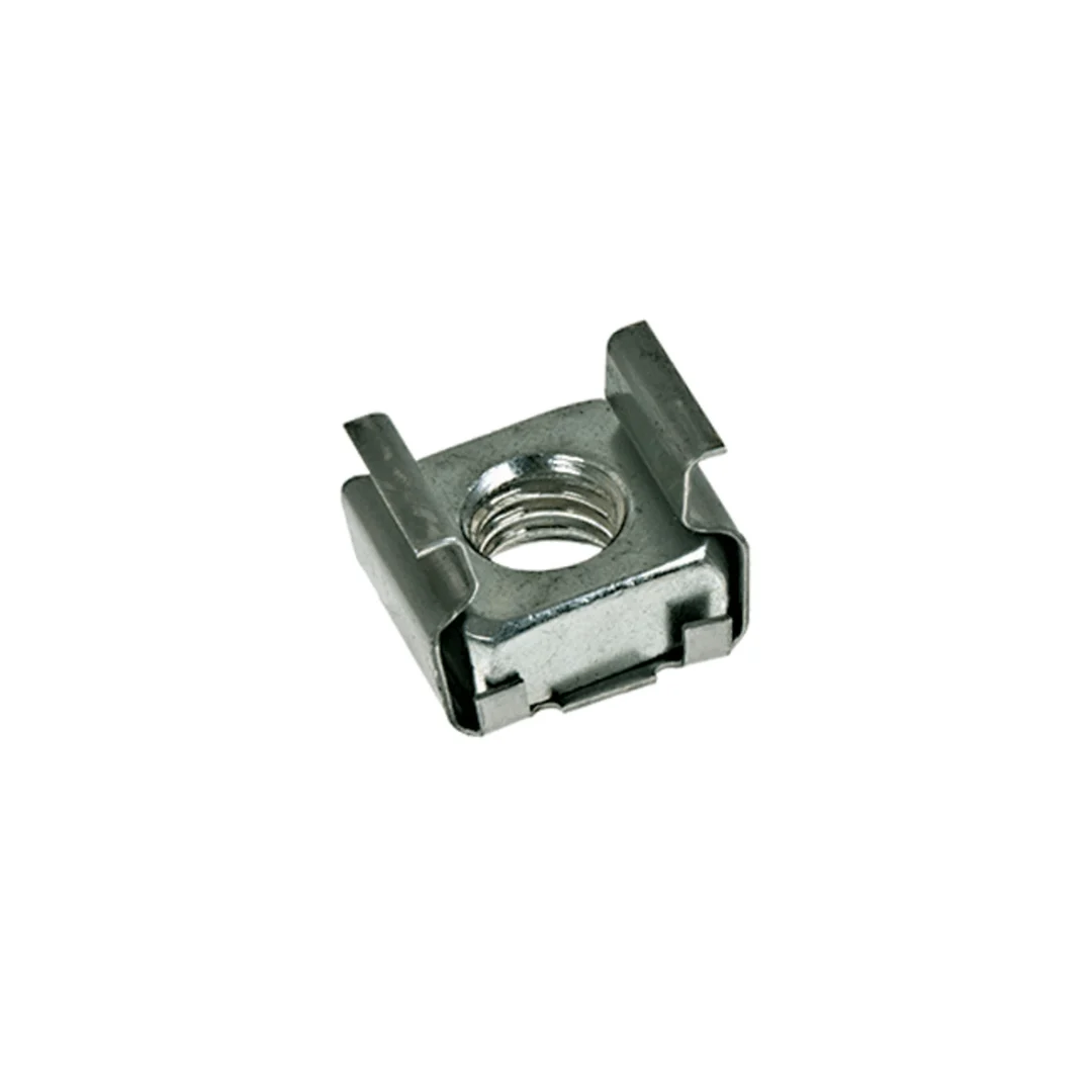 白色背景上的FASTEKS KLIPKO笼式螺母。