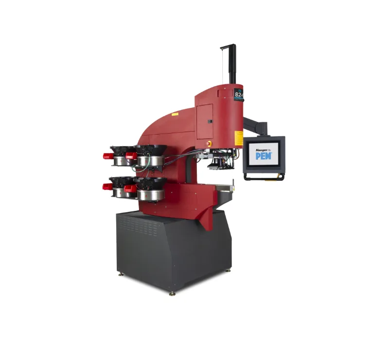 Haeger 824 OneTouch5e 插入机,配备四工位换刀器和四向自动送料系统用于插入件。