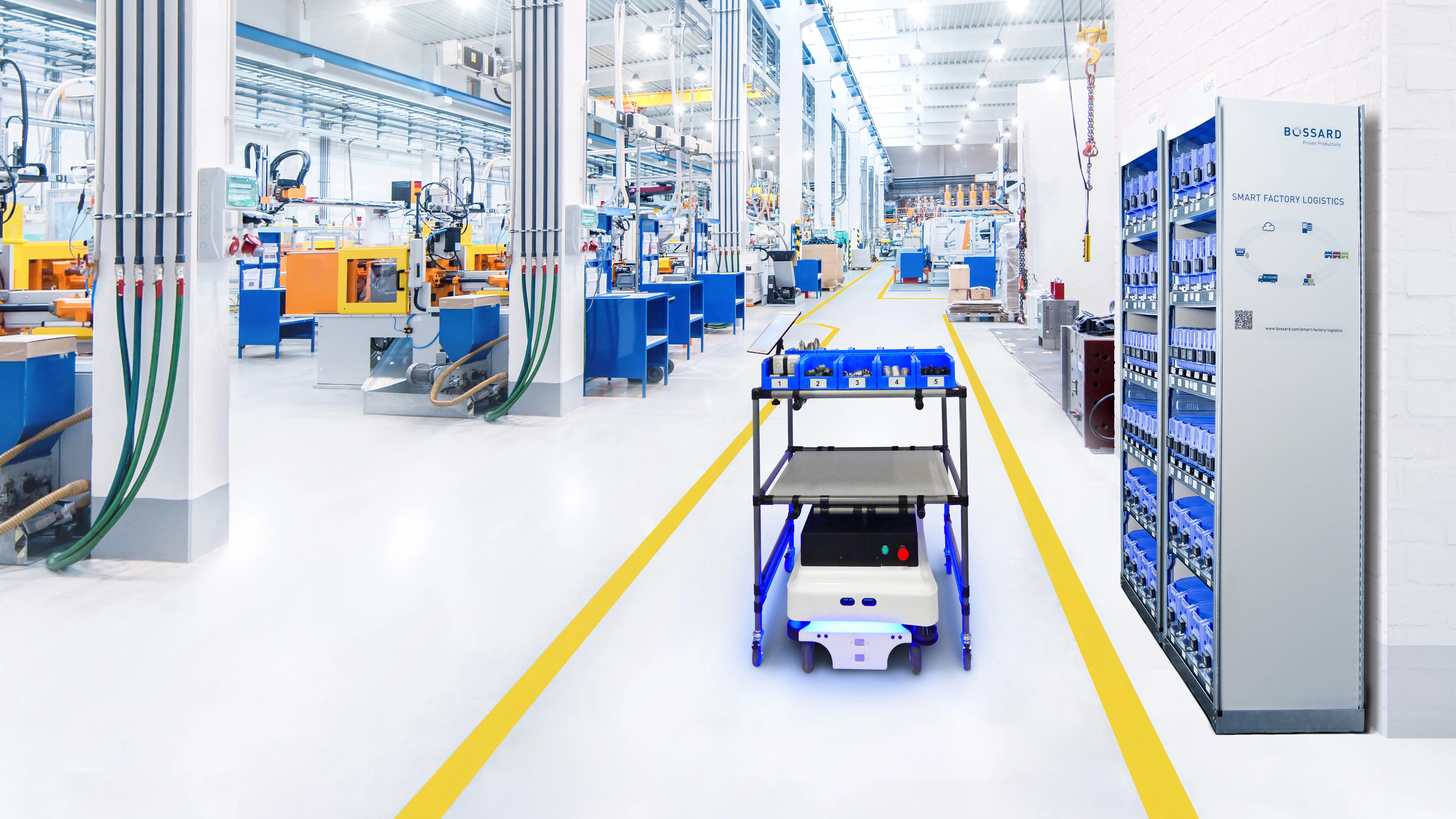 自主移动机器人(AMR)在推车上运输C类物品