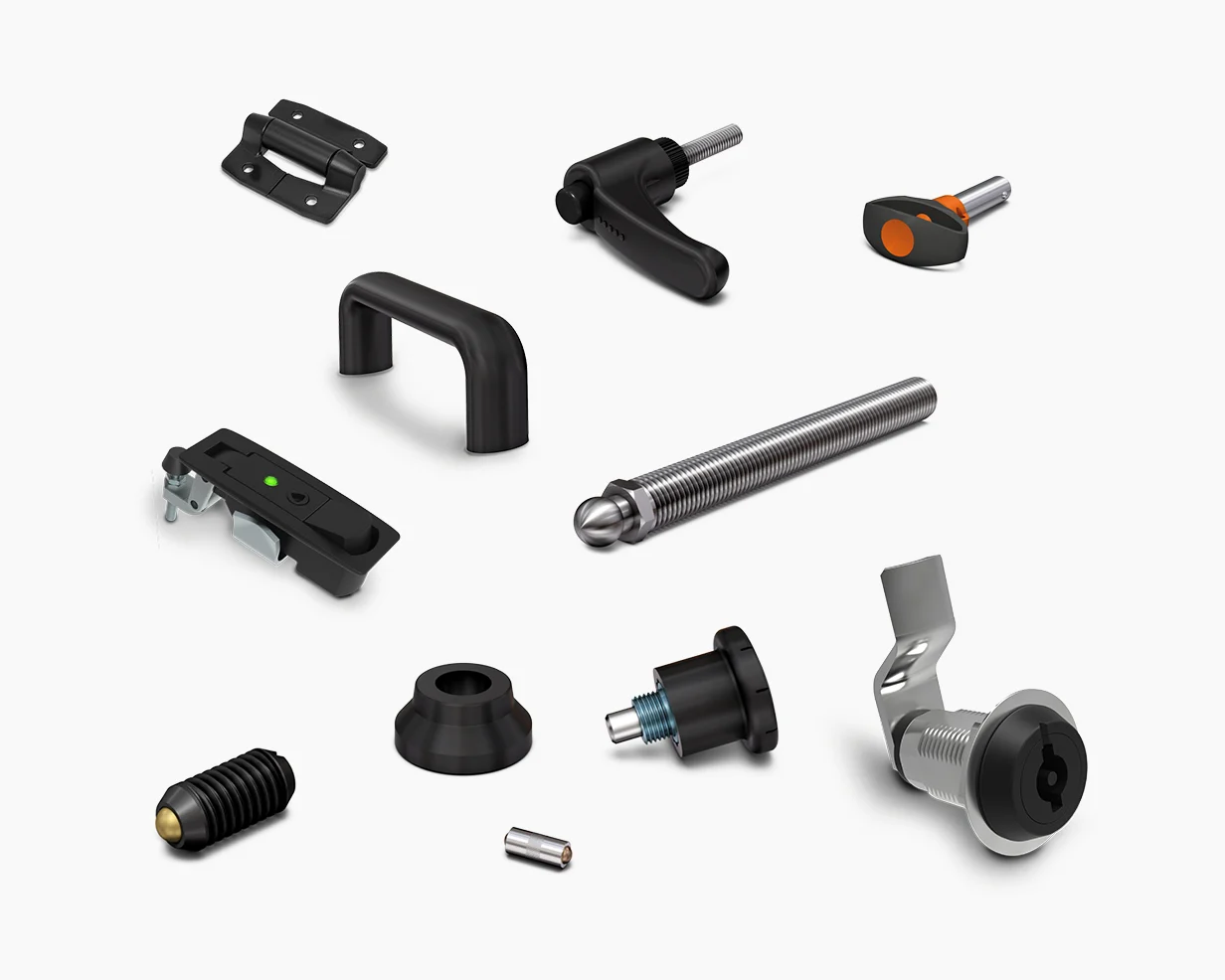 各种访问、锁定和控制元件,如把手、闩锁、铰链等。