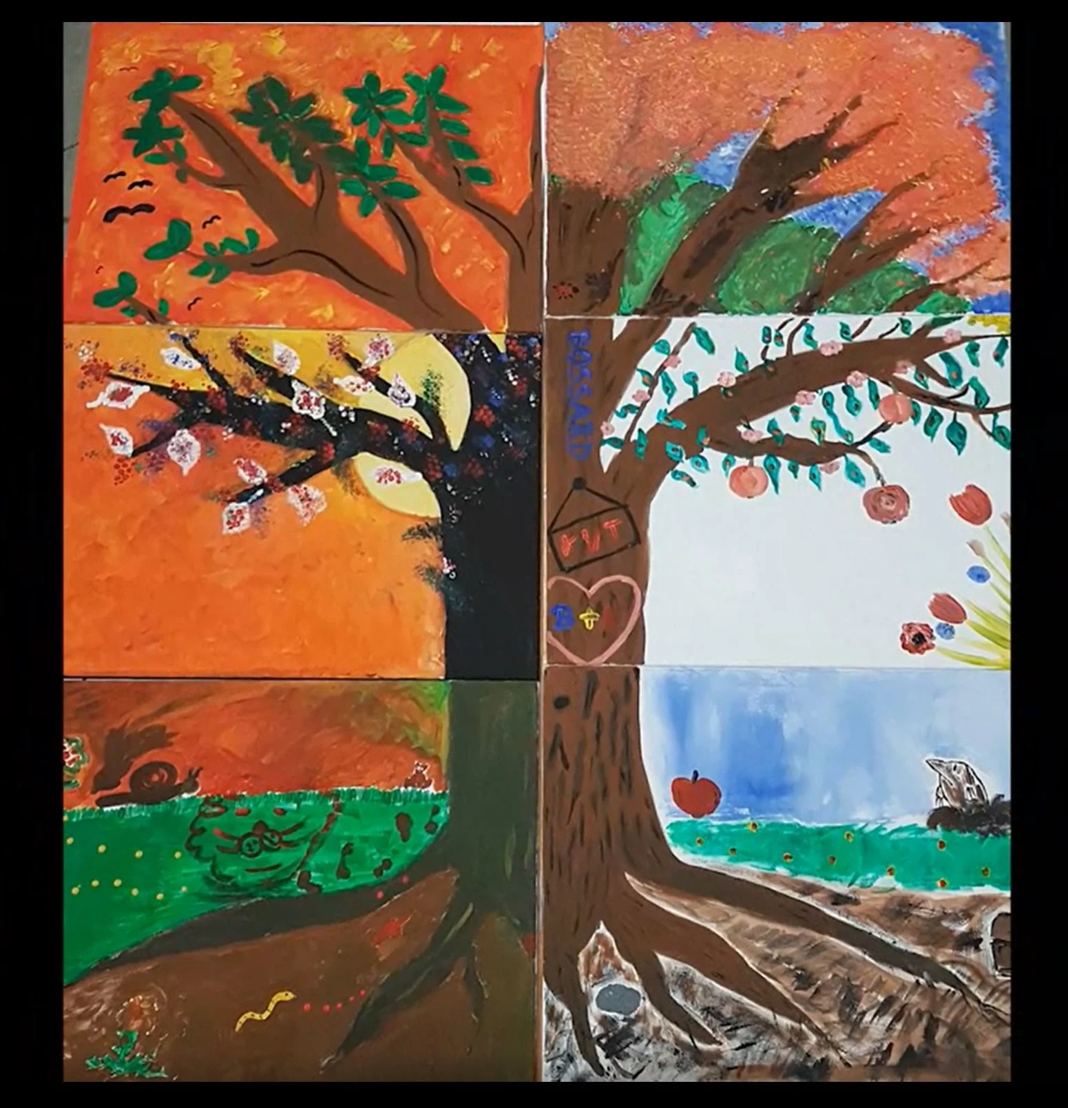 由6张较小的图片组成的图像,形成各种颜色的树形图案-Bossard柏中