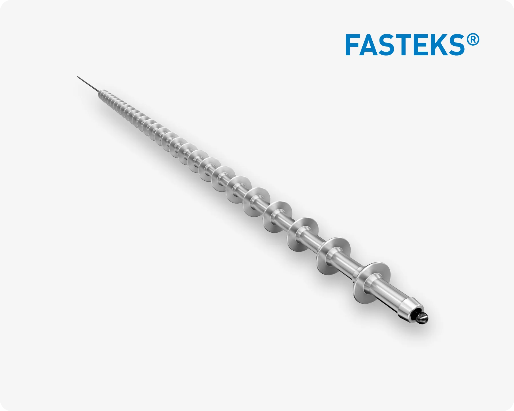 特写镜头展示浅灰色背景上的金属FASTEKS快速铆钉。