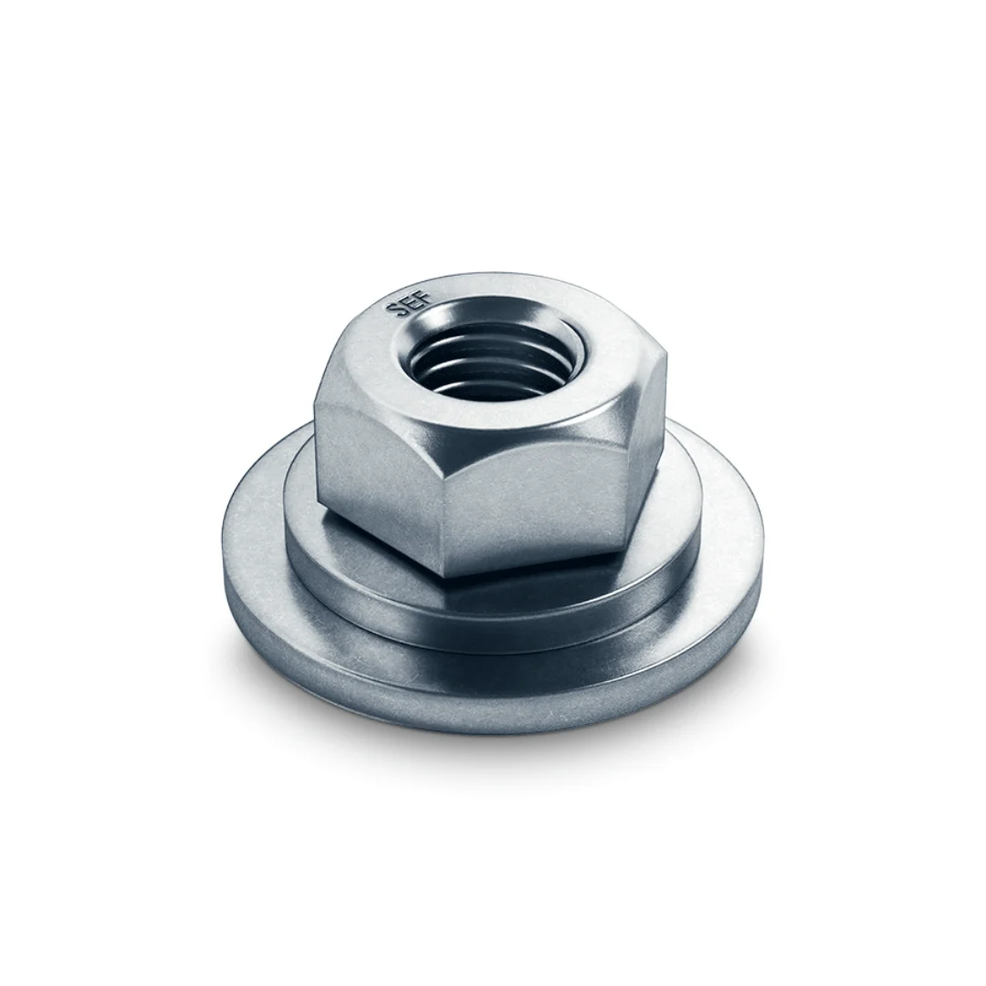 白色背景上的ecosyn SEF银色锁紧螺母-Bossard柏中