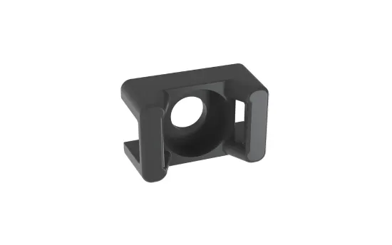 白色背景上的黑色Panduit电缆安装特写，便于电缆管理