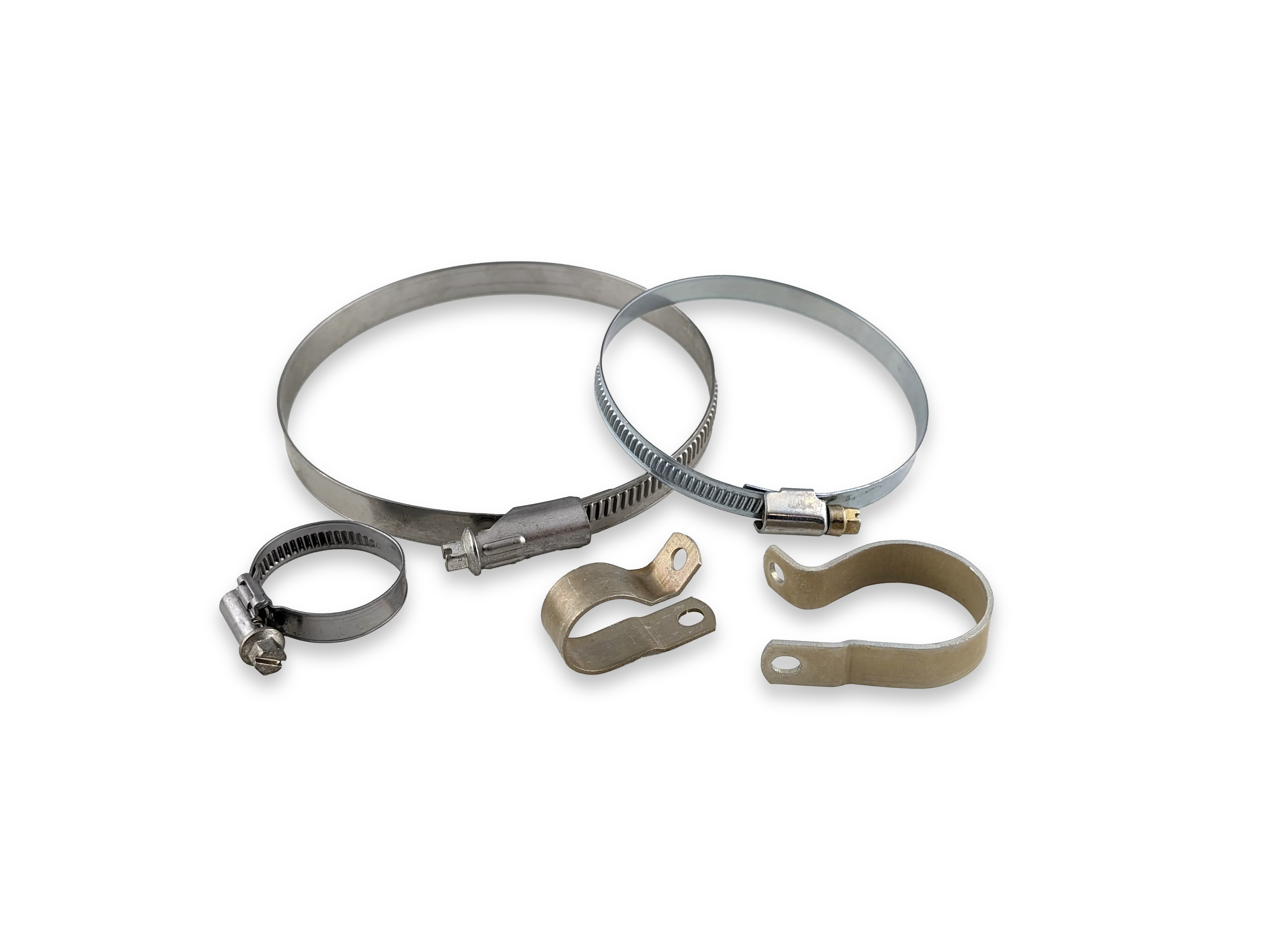 一组航空夹具在透明背景上，强调其工业设计。