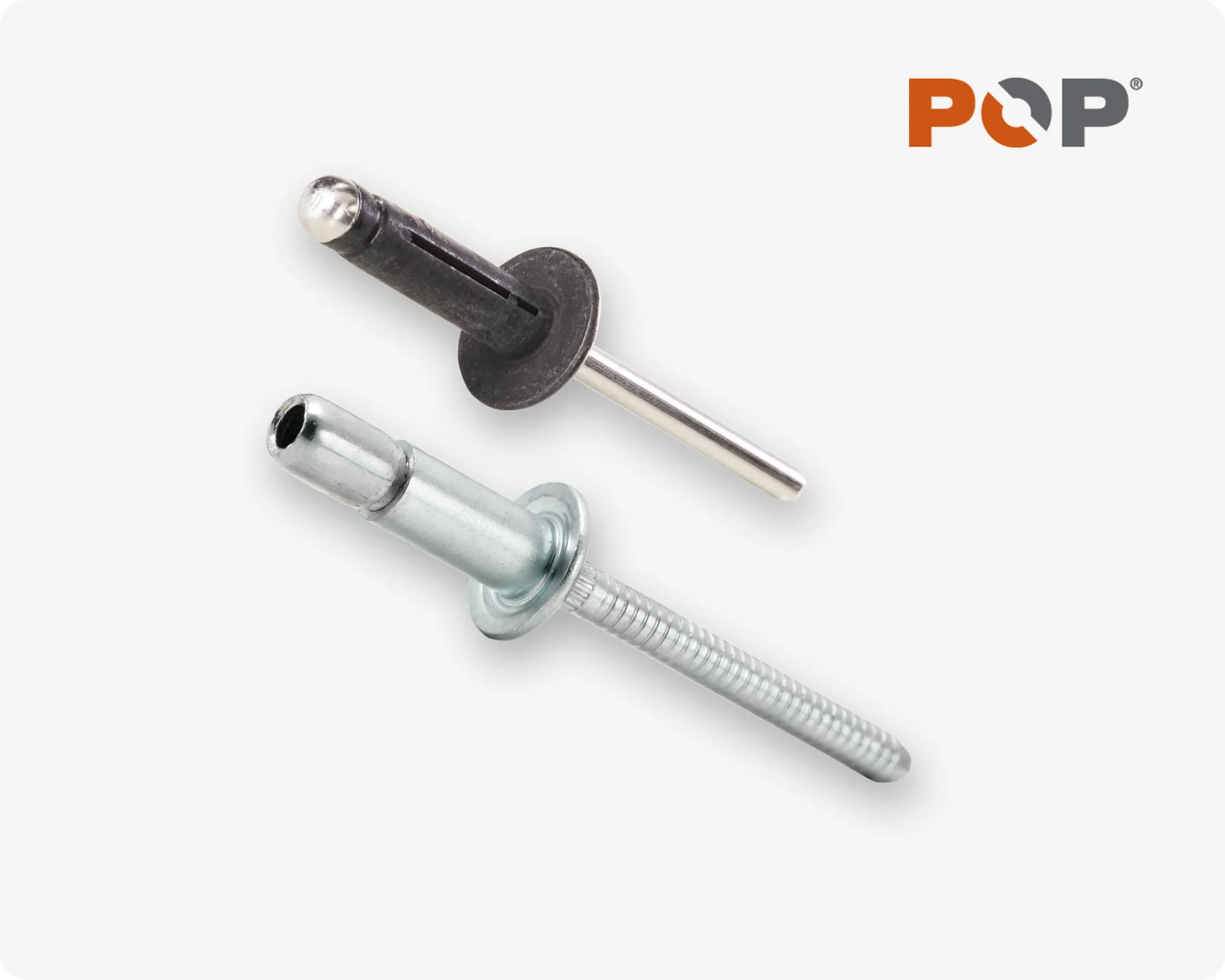 两种不同类型的POP抽芯铆钉，用于快速简便地组装金属板和复合材料。
