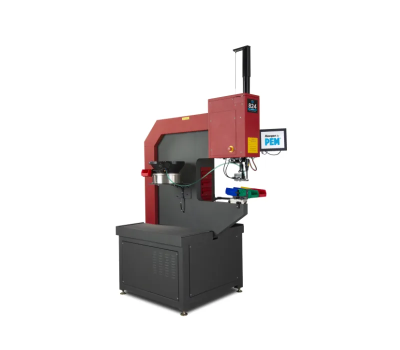 红色Haeger压铆机用于安装压铆紧固件，型号824MSPe。